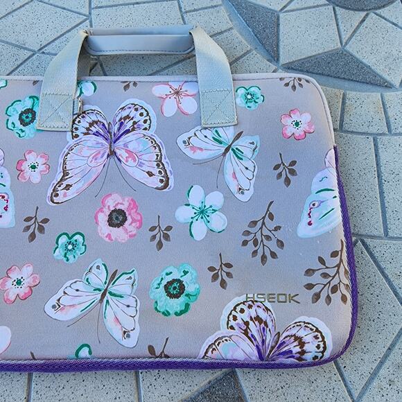 Customized Butterfly Neoprene Laptop Sleeve Tech Pouch Travel Set - Picture 11 of 12